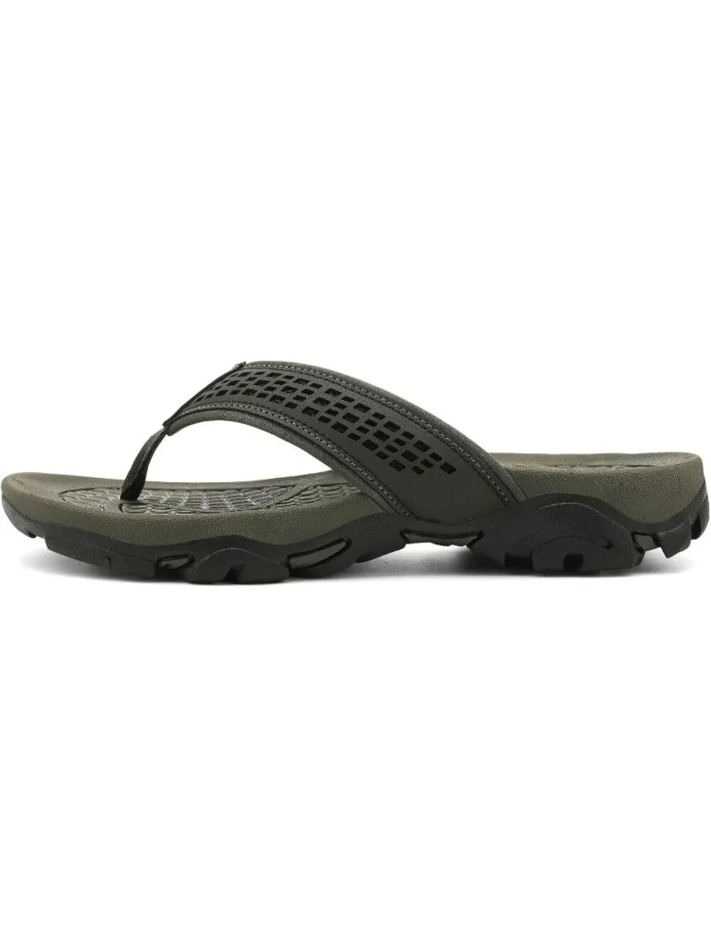 Men's Grey Green Beach Flip-Flops Water Outdoor Athletic Thong Sandal Slipper